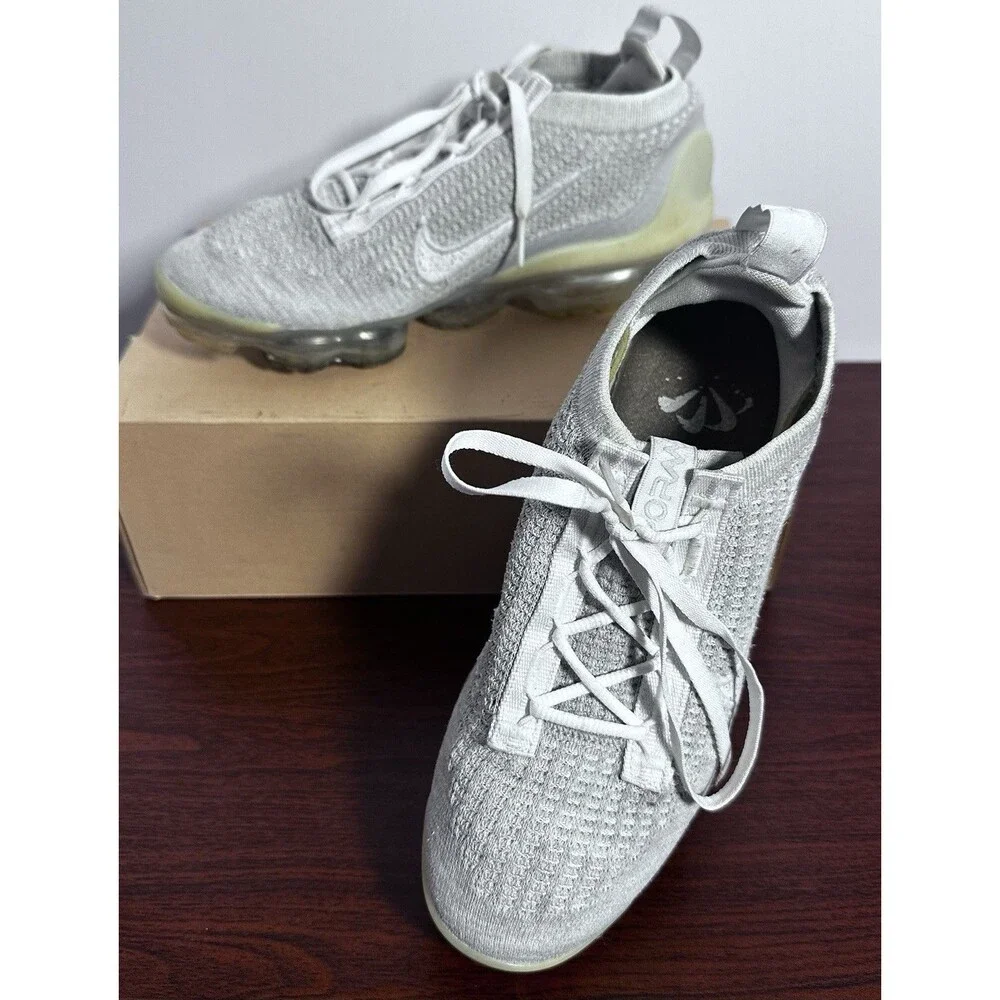 Nike Air VaporMax 2021 FK Pure Platinum White Running Shoes DC4112-100 Size 7.5
